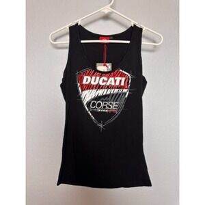 NWT Ducati Corse Sketch Tank Top Womens Small Black Graphic Motorcycle Racing